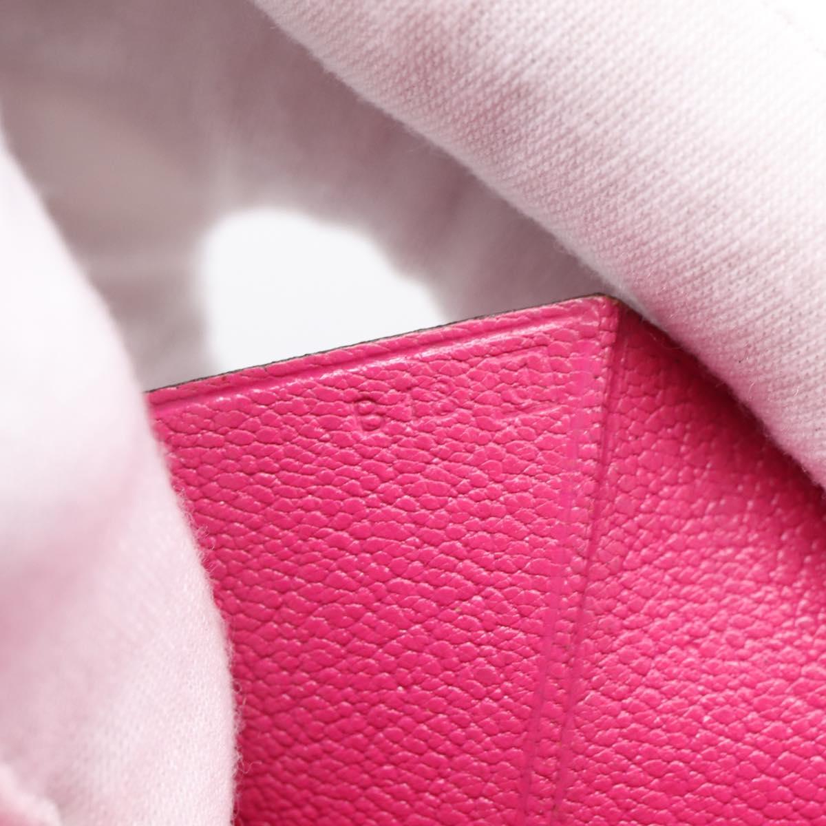 HERMES Beansufla Wallet Leather Pink Silver Auth 198769A