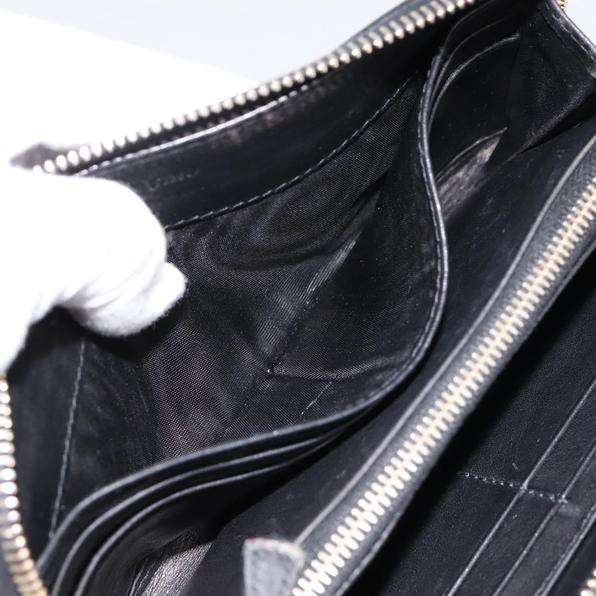 Miu Miu Long Wallet Leather Black Gold Silver Auth 198773A