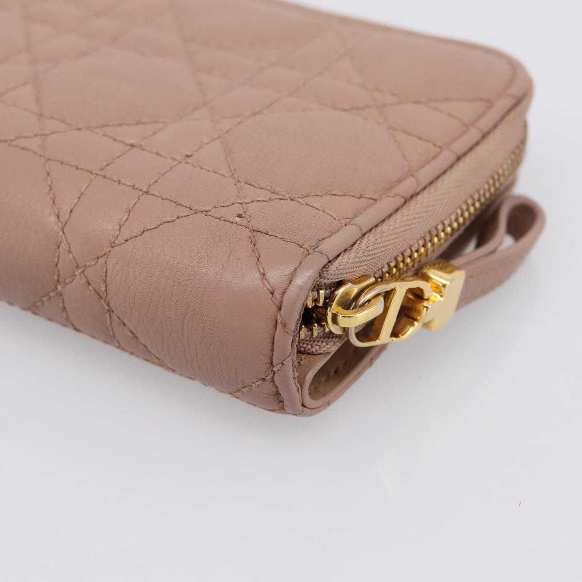 Christian Dior Canage Scarlet Wallet Lamb Skin Pink Auth 198778M