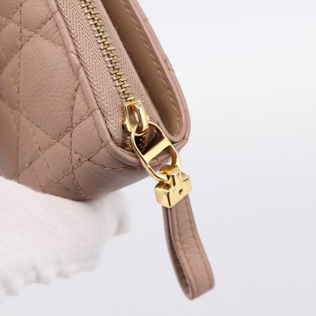 Christian Dior Canage Scarlet Wallet Lamb Skin Pink Auth 198778M