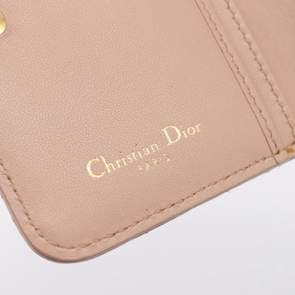 Christian Dior Canage Scarlet Wallet Lamb Skin Pink Auth 198778M