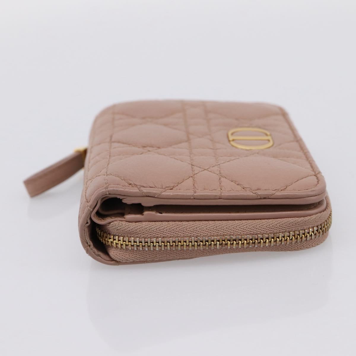 Christian Dior Canage Scarlet Wallet Lamb Skin Pink Auth 198778M