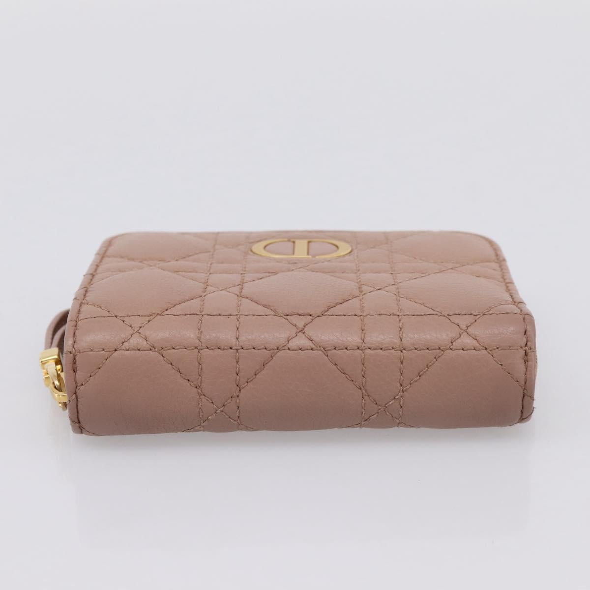 Christian Dior Canage Scarlet Wallet Lamb Skin Pink Auth 198778M