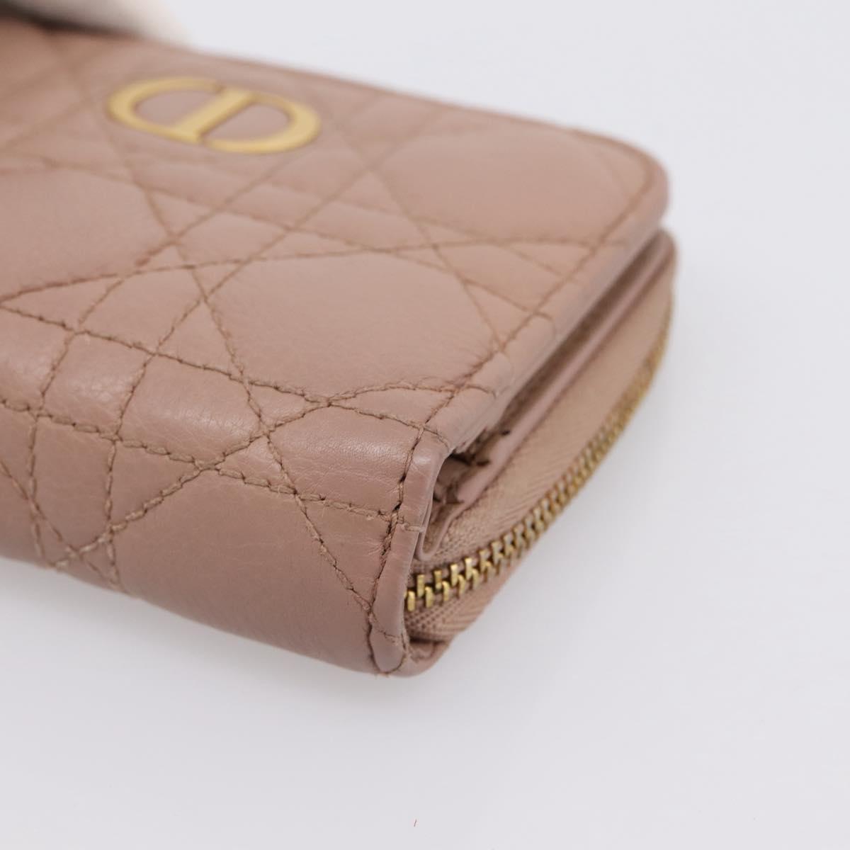 Christian Dior Canage Scarlet Wallet Lamb Skin Pink Auth 198778M