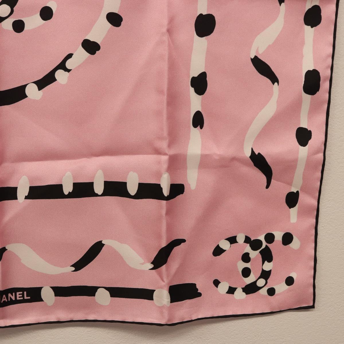 CHANEL Scarf Silk Pink CC Auth 198781V