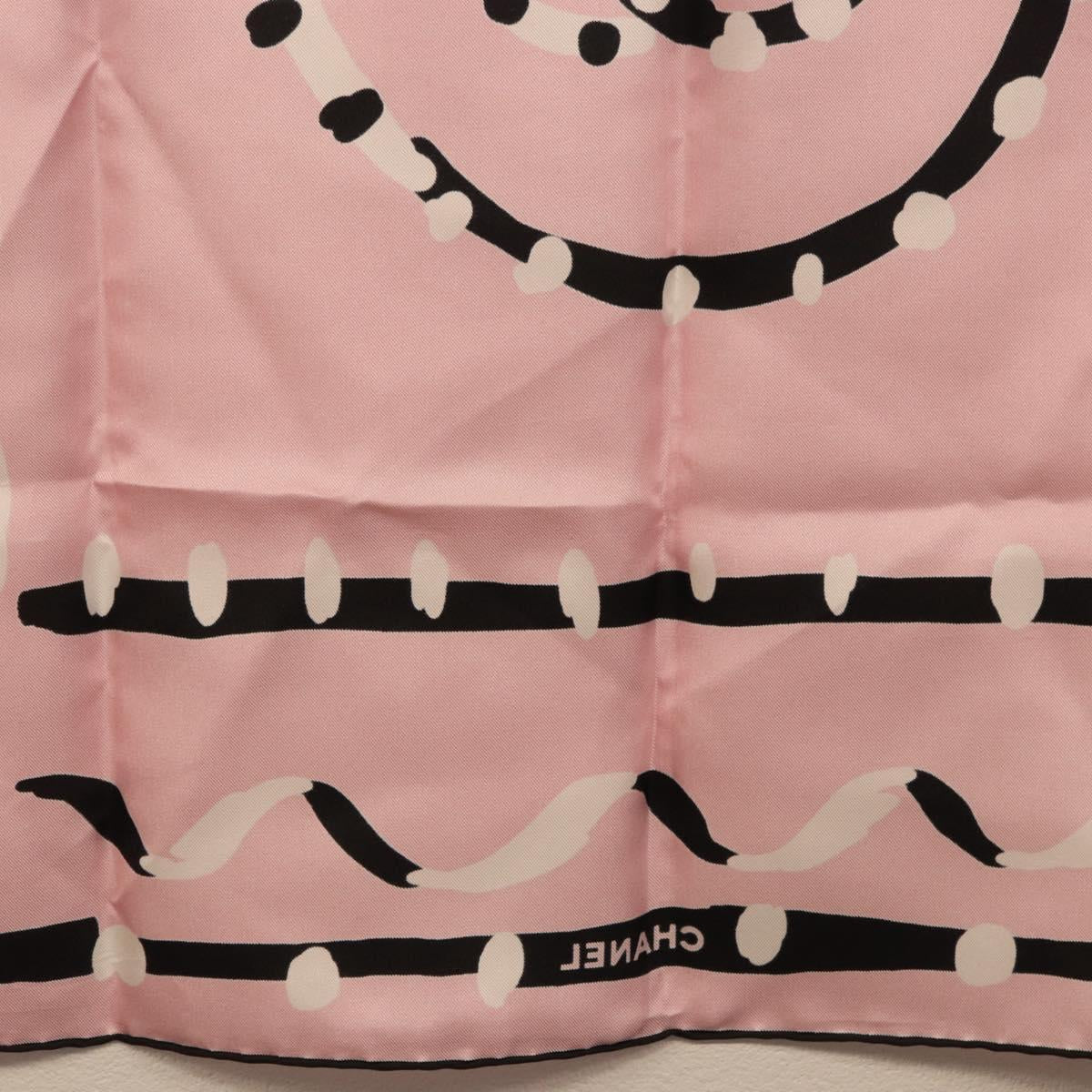 CHANEL Scarf Silk Pink CC Auth 198781V