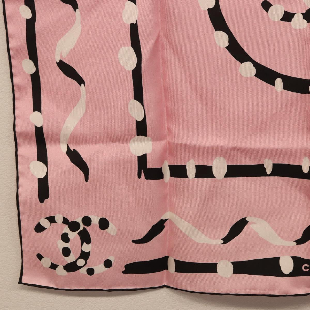 CHANEL Scarf Silk Pink CC Auth 198781V