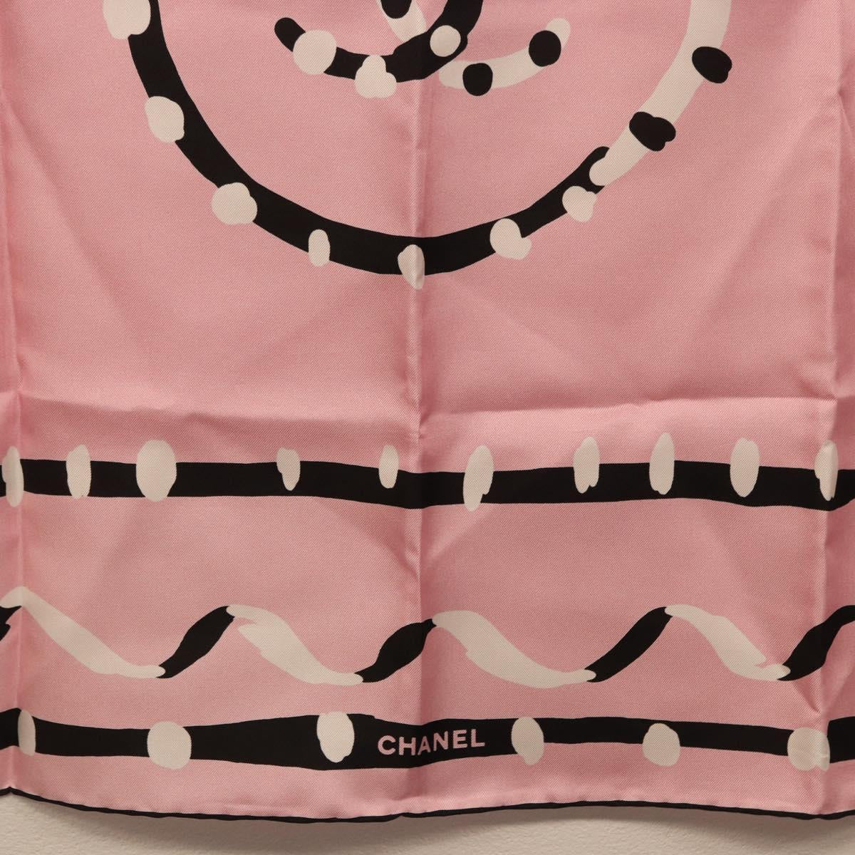 CHANEL Scarf Silk Pink CC Auth 198781V