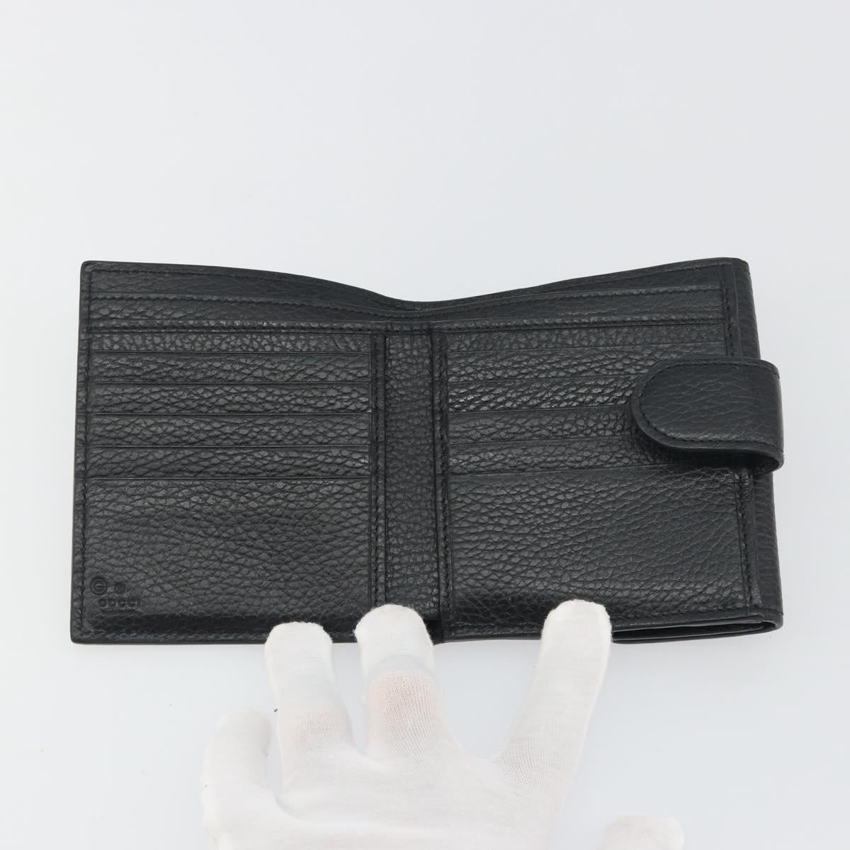 GUCCI Interlocking G Compact Wallet Leather Outlet Black 598167 Auth 198786A