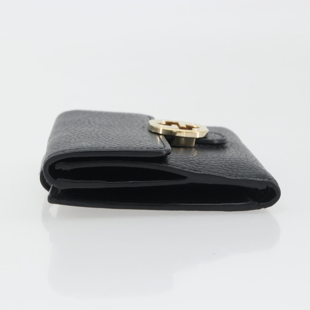 GUCCI Interlocking G Compact Wallet Leather Outlet Black 598167 Auth 198786A