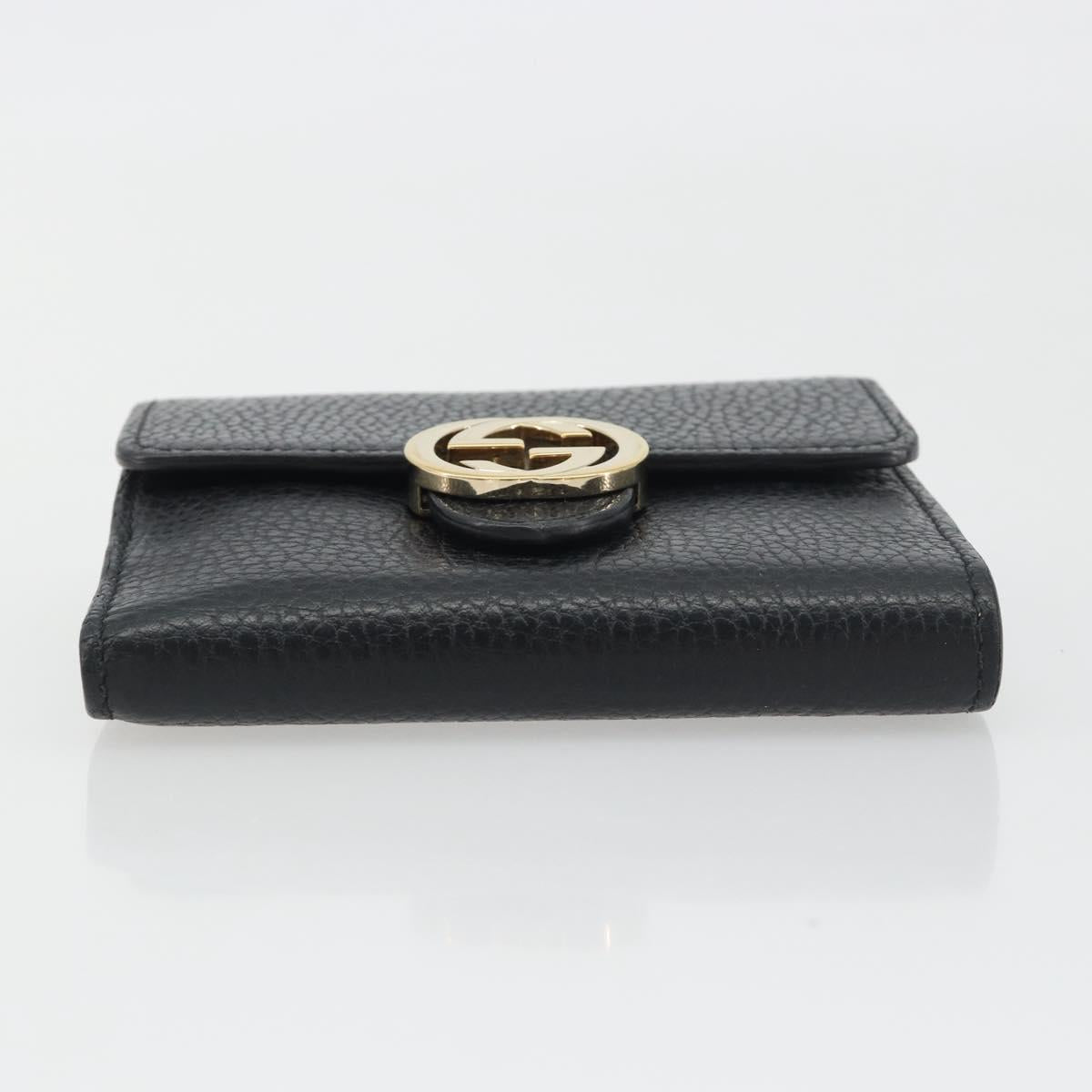 GUCCI Interlocking G Compact Wallet Leather Outlet Black 598167 Auth 198786A