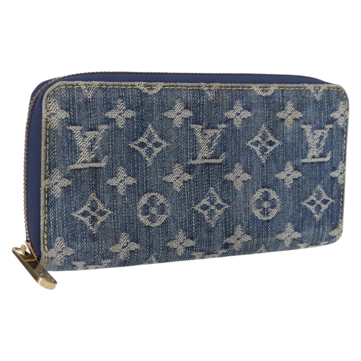 LOUIS VUITTON Monogram Denim Zippy Wallet Blue M95342 LV Auth 198787V