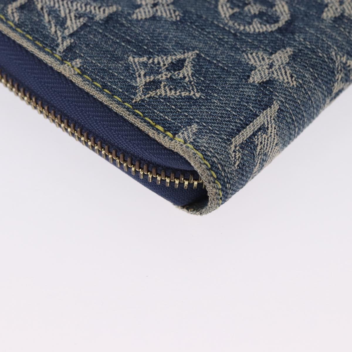 LOUIS VUITTON Monogram Denim Zippy Wallet Blue M95342 LV Auth 198787V