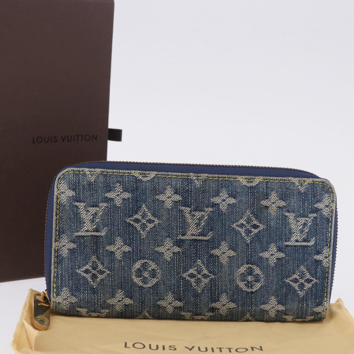 LOUIS VUITTON Monogram Denim Zippy Wallet Blue M95342 LV Auth 198787V