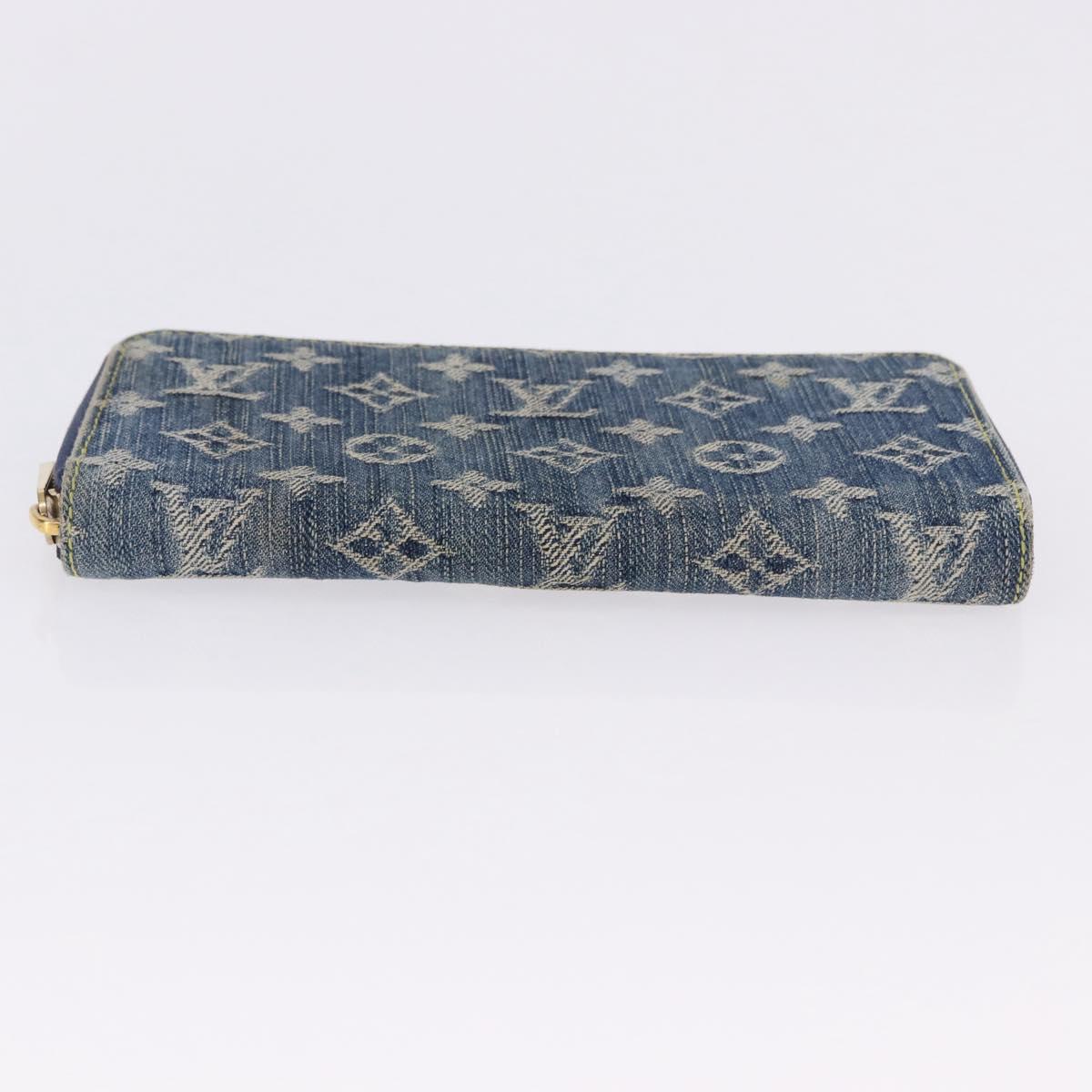 LOUIS VUITTON Monogram Denim Zippy Wallet Blue M95342 LV Auth 198787V