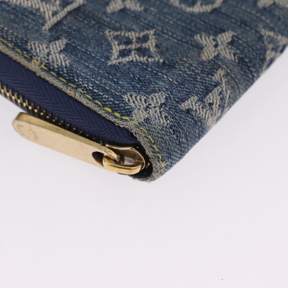 LOUIS VUITTON Monogram Denim Zippy Wallet Blue M95342 LV Auth 198787V