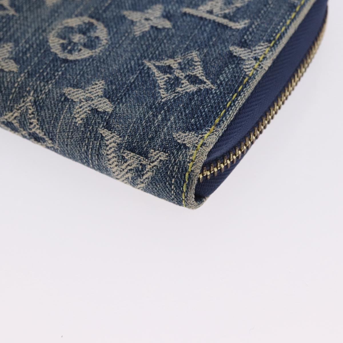 LOUIS VUITTON Monogram Denim Zippy Wallet Blue M95342 LV Auth 198787V