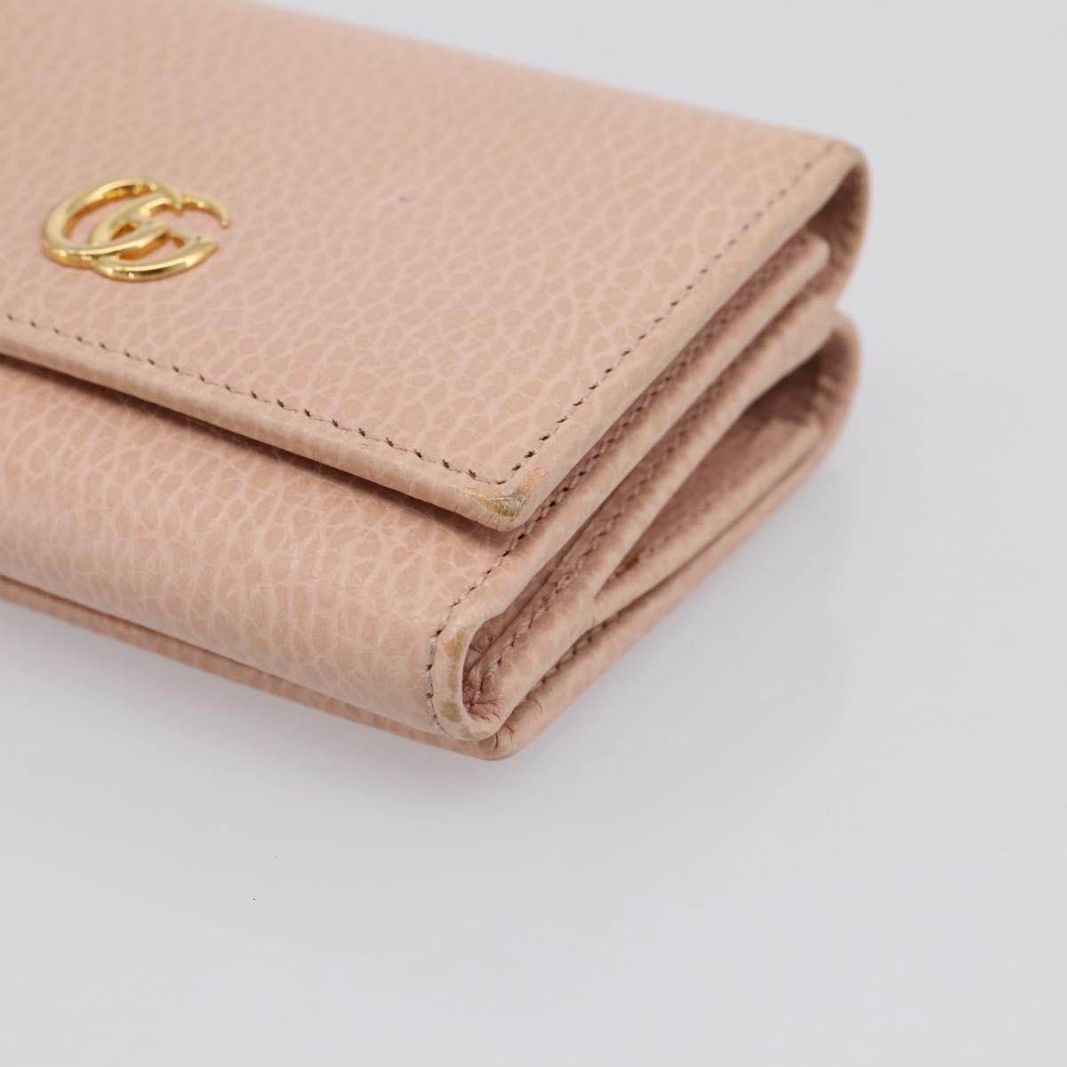 GUCCI GG Marmont Compact Wallet Leather Pink Gold 474746 Auth 198790A