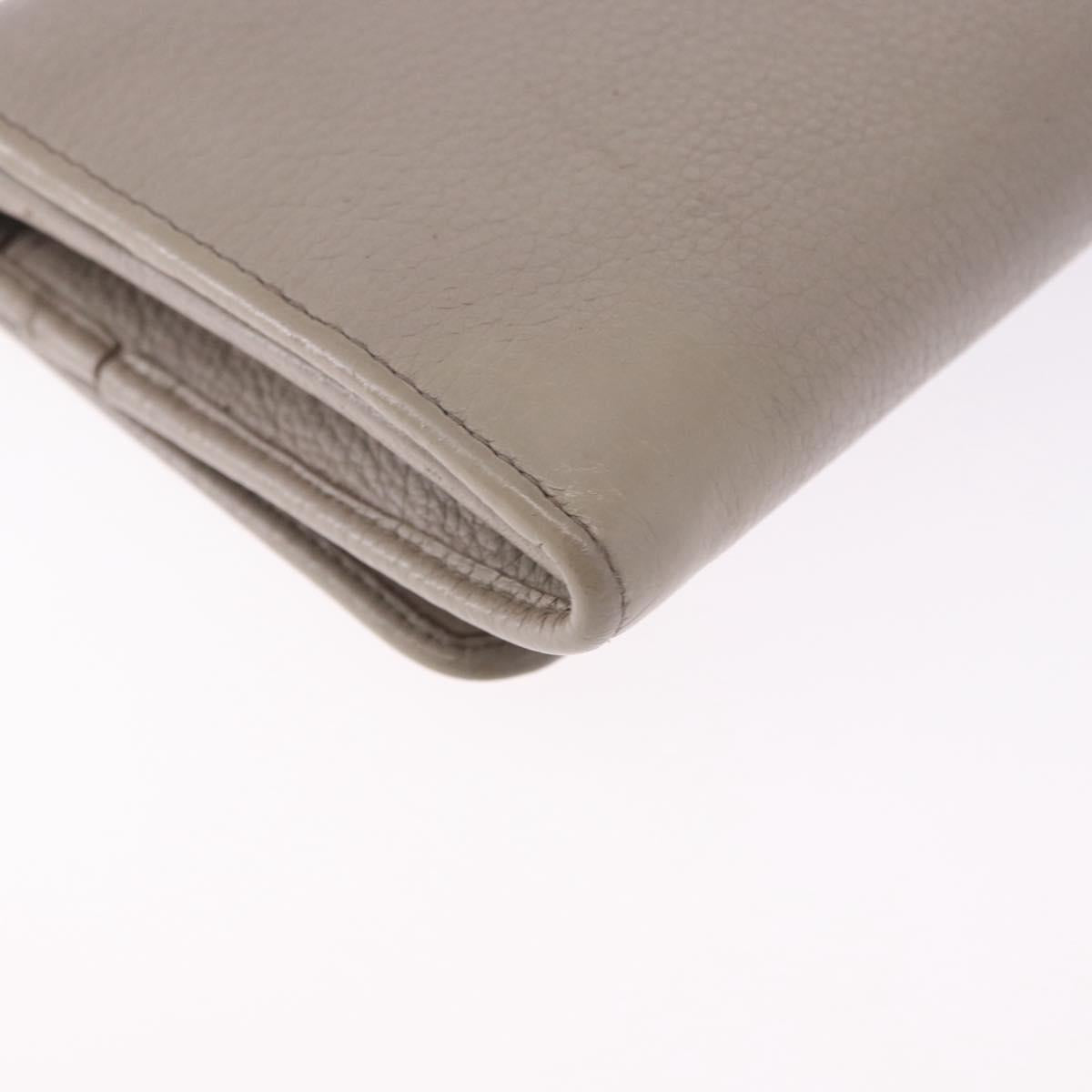 PRADA Chain Shoulder Long Wallet Vittero Dino Leather Gray Gold Auth 198791A