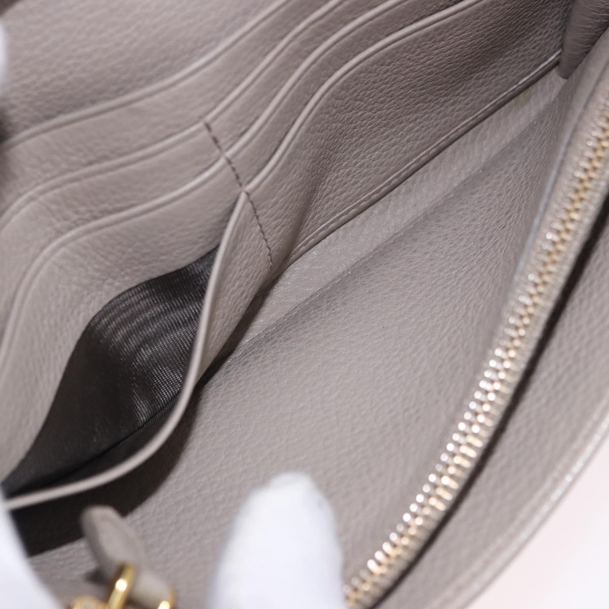 PRADA Chain Shoulder Long Wallet Vittero Dino Leather Gray Gold Auth 198791A
