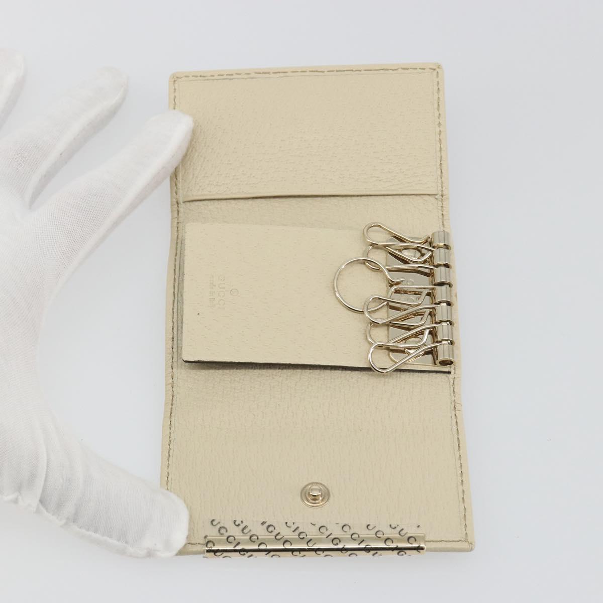 GUCCI GG Canvas Key Case Beige Gold 127048 1147 Auth 198792A