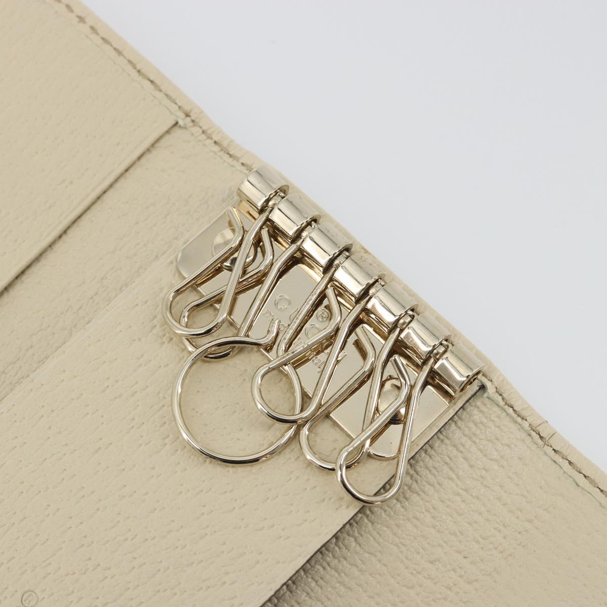 GUCCI GG Canvas Key Case Beige Gold 127048 1147 Auth 198792A