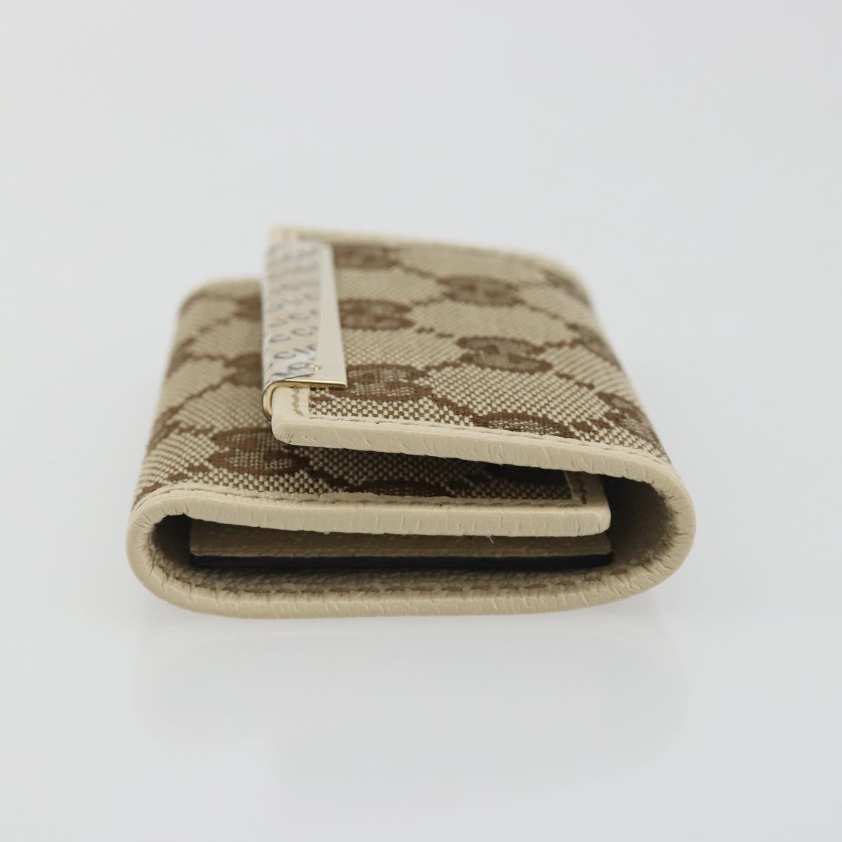 GUCCI GG Canvas Key Case Beige Gold 127048 1147 Auth 198792A