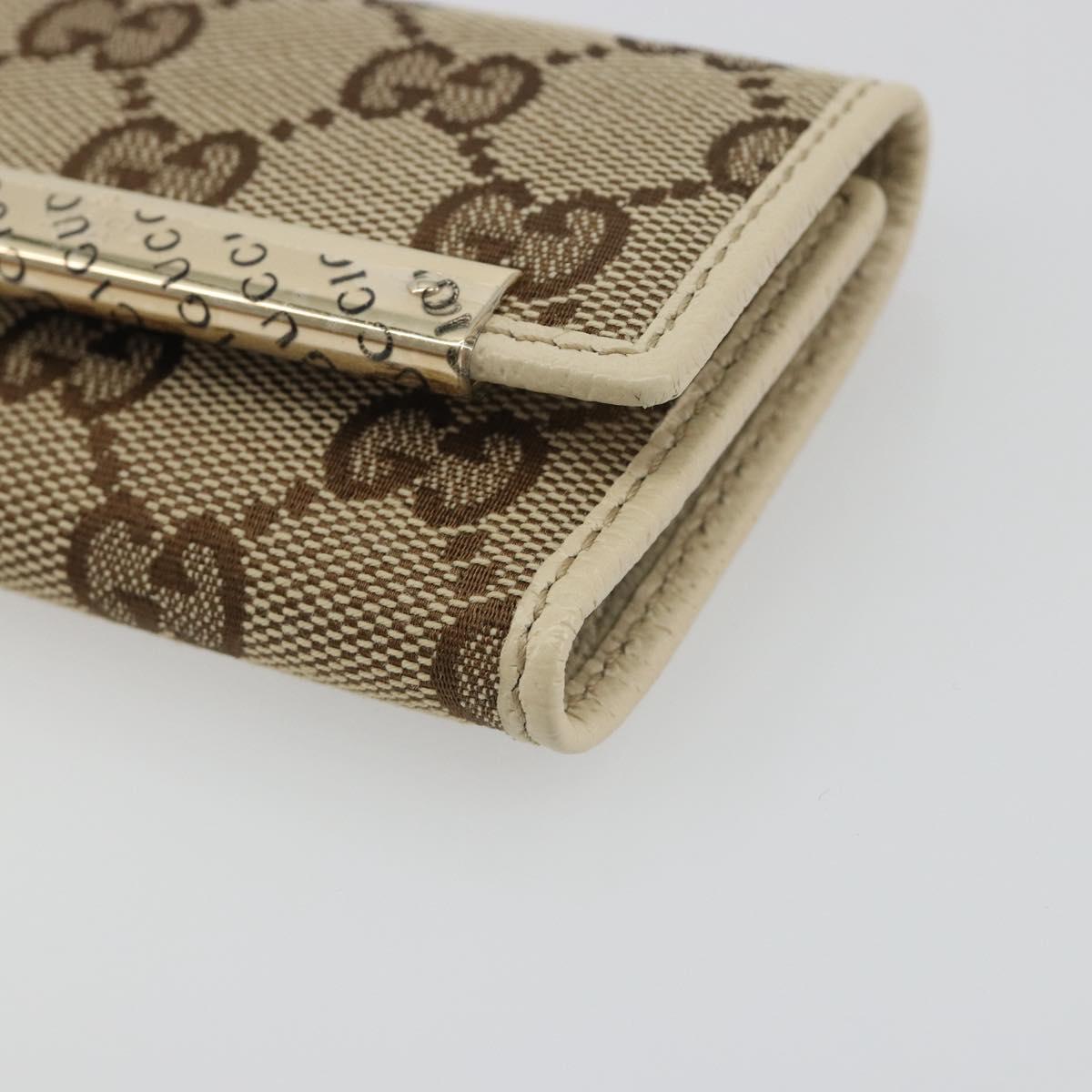GUCCI GG Canvas Key Case Beige Gold 127048 1147 Auth 198792A