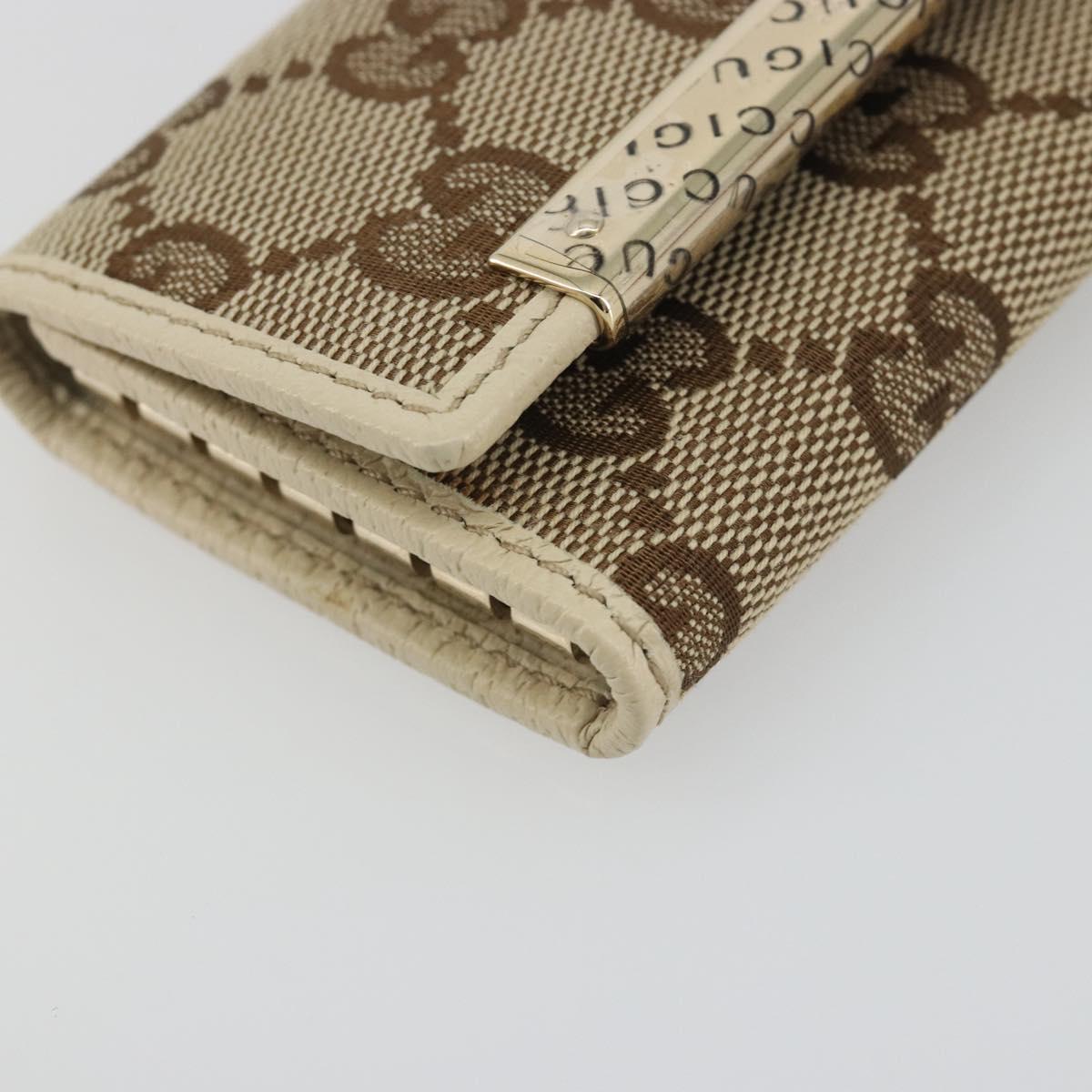 GUCCI GG Canvas Key Case Beige Gold 127048 1147 Auth 198792A