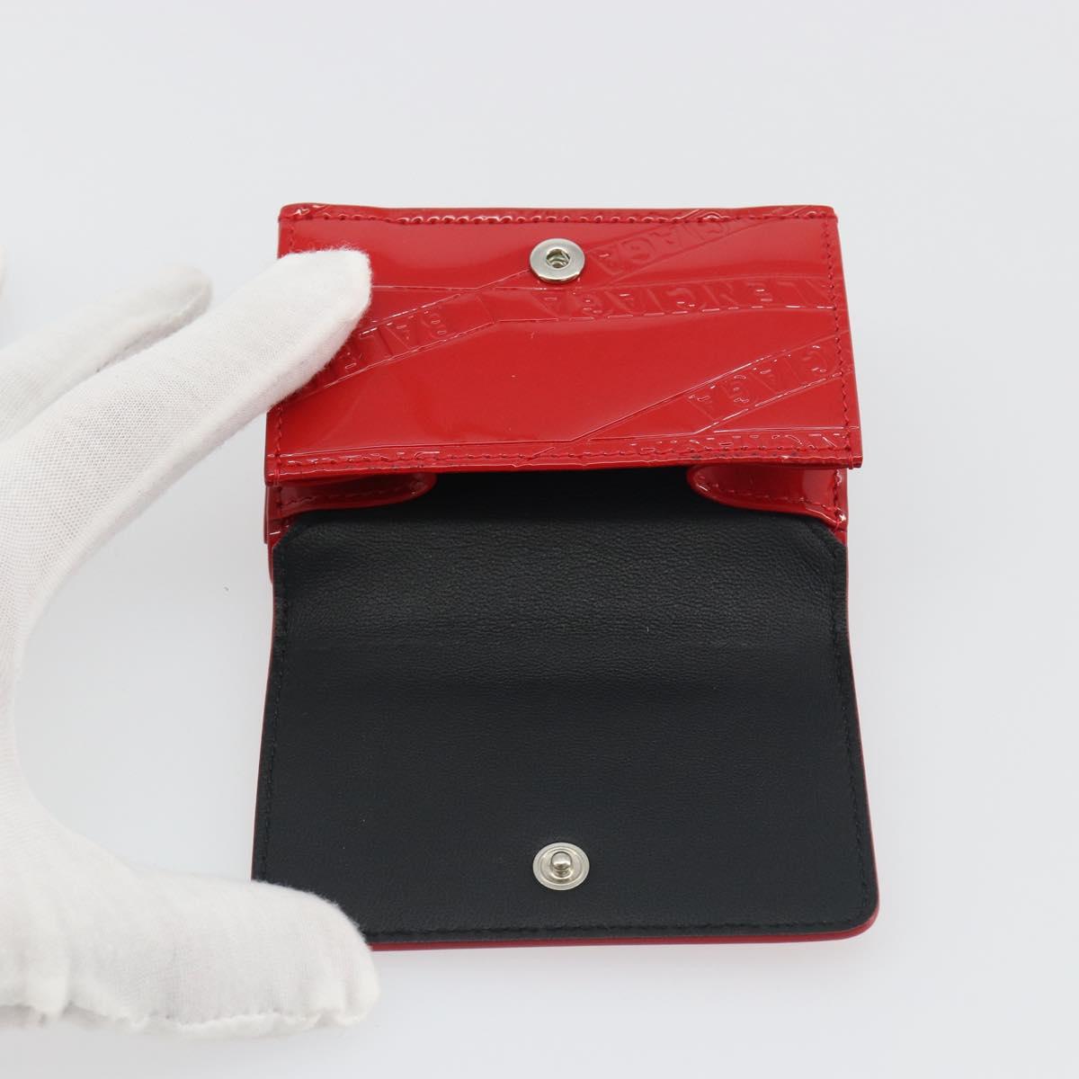 BALENCIAGA Compact Wallet Patent Leather Red Silver 558208 Auth 198793M