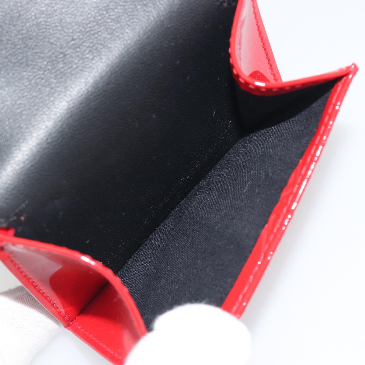 BALENCIAGA Compact Wallet Patent Leather Red Silver 558208 Auth 198793M