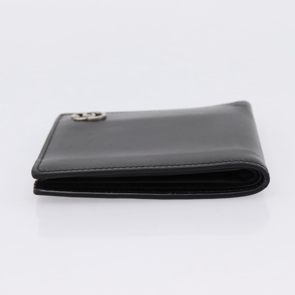 GUCCI GG Marmont Compact Wallet Leather Black Silver 428725 Auth 198795A