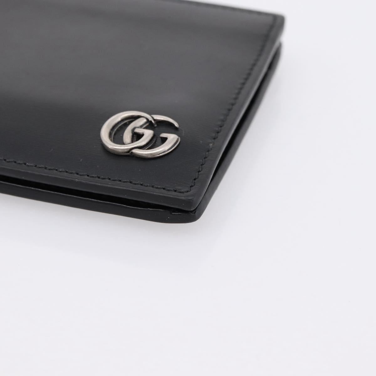 GUCCI GG Marmont Compact Wallet Leather Black Silver 428725 Auth 198795A