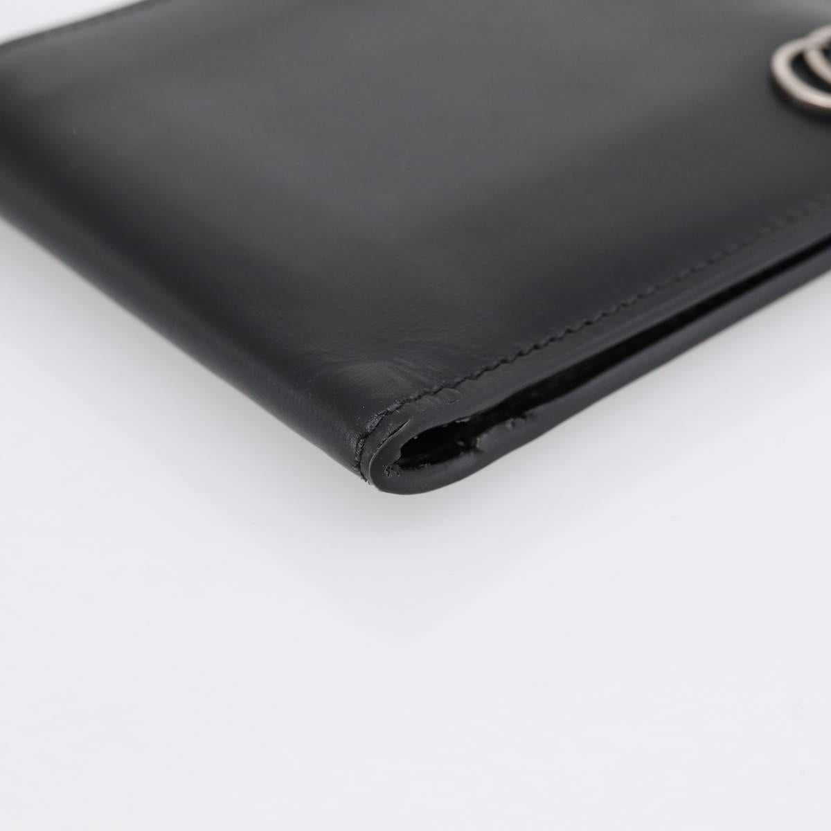GUCCI GG Marmont Compact Wallet Leather Black Silver 428725 Auth 198795A
