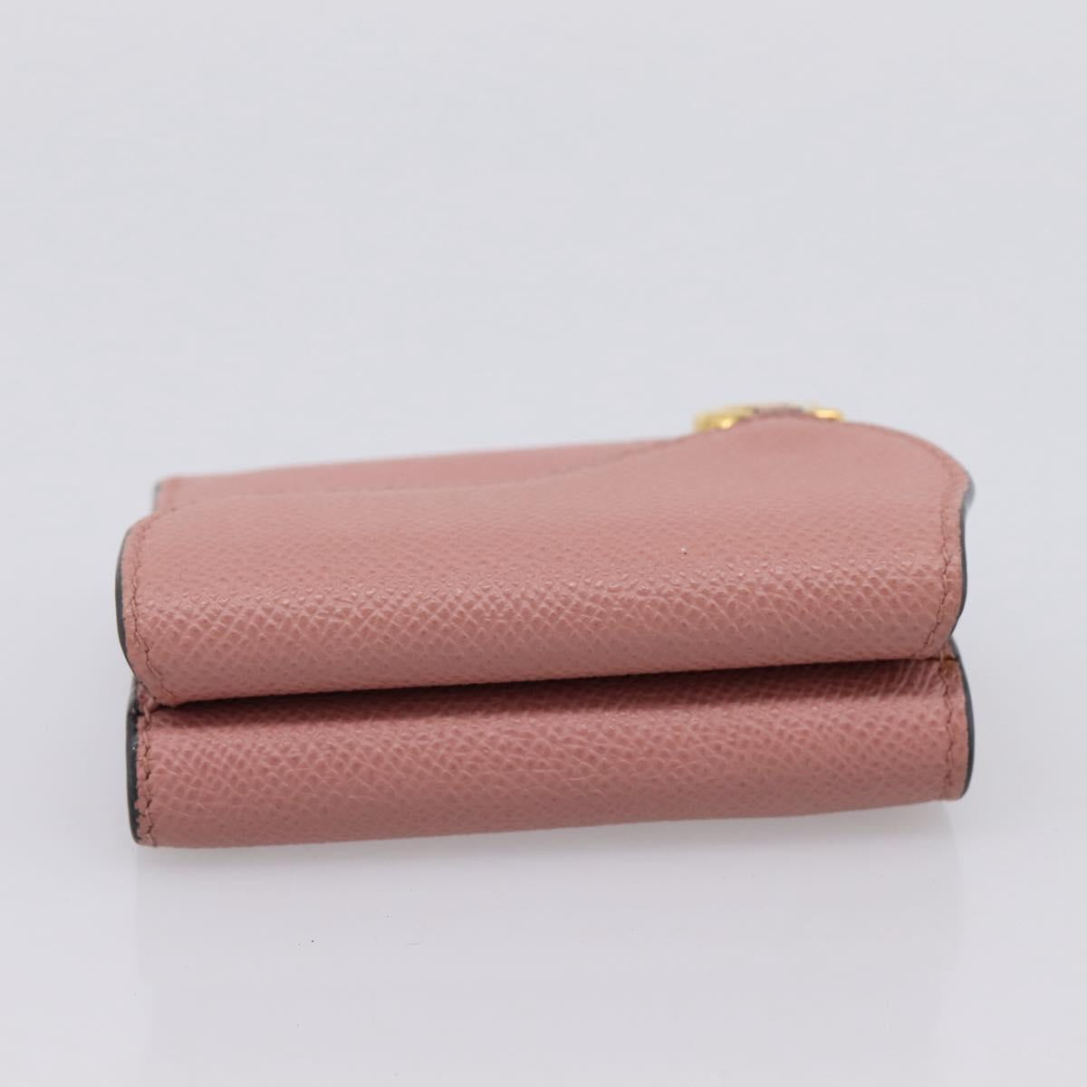 Christian Dior Saddle Compact Wallet Leather Pink Gold Auth 198797A