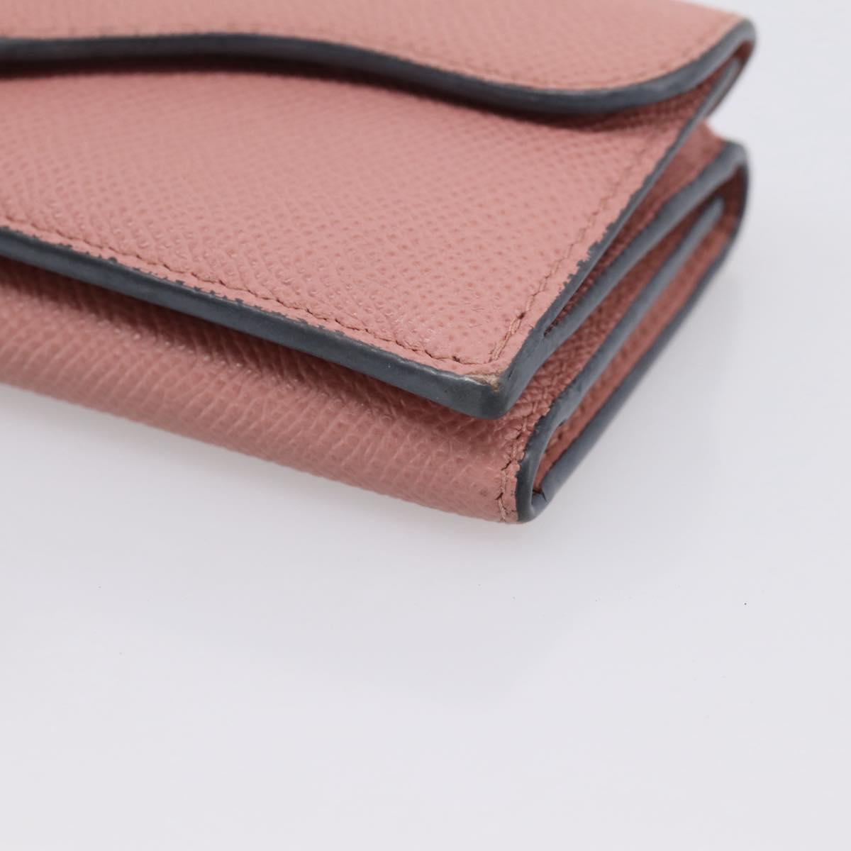 Christian Dior Saddle Compact Wallet Leather Pink Gold Auth 198797A