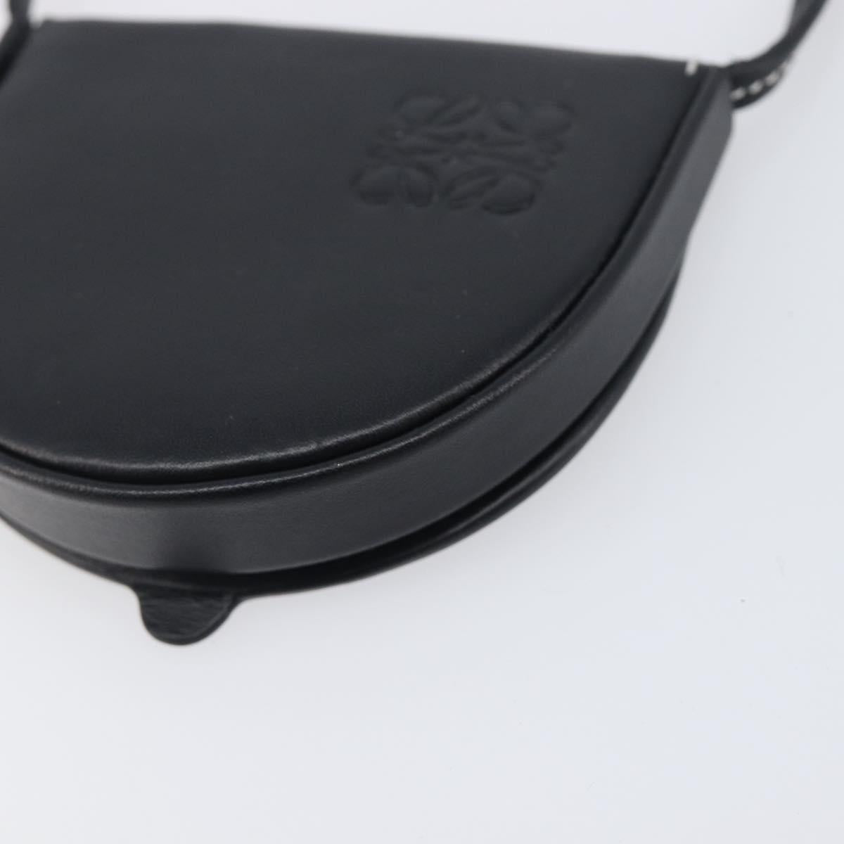 LOEWE Neck Coin Pouch Leather Black Auth 198798A