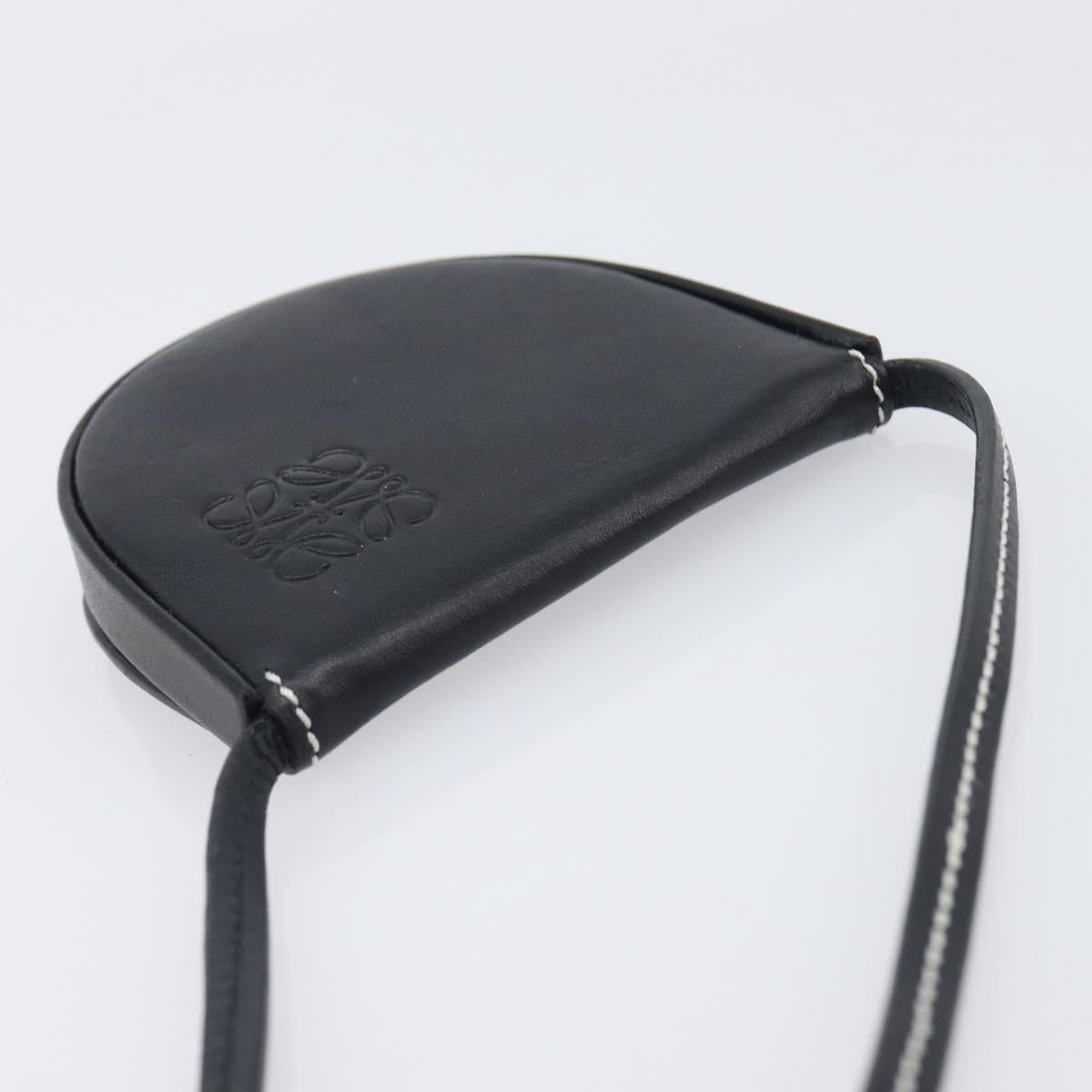 LOEWE Neck Coin Pouch Leather Black Auth 198798A
