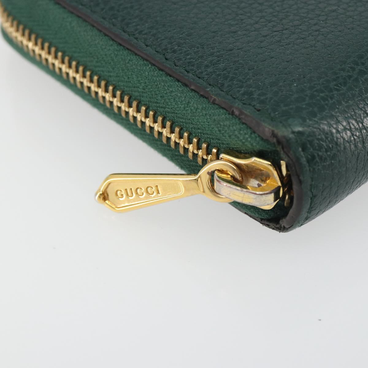 GUCCI Zumi Long Wallet Leather Green Gold 570661 Auth 198799A