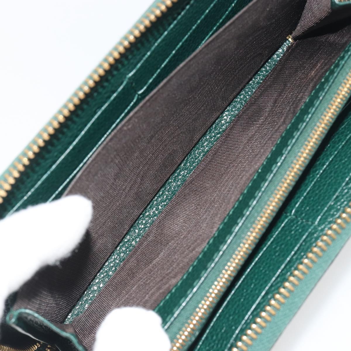 GUCCI Zumi Long Wallet Leather Green Gold 570661 Auth 198799A