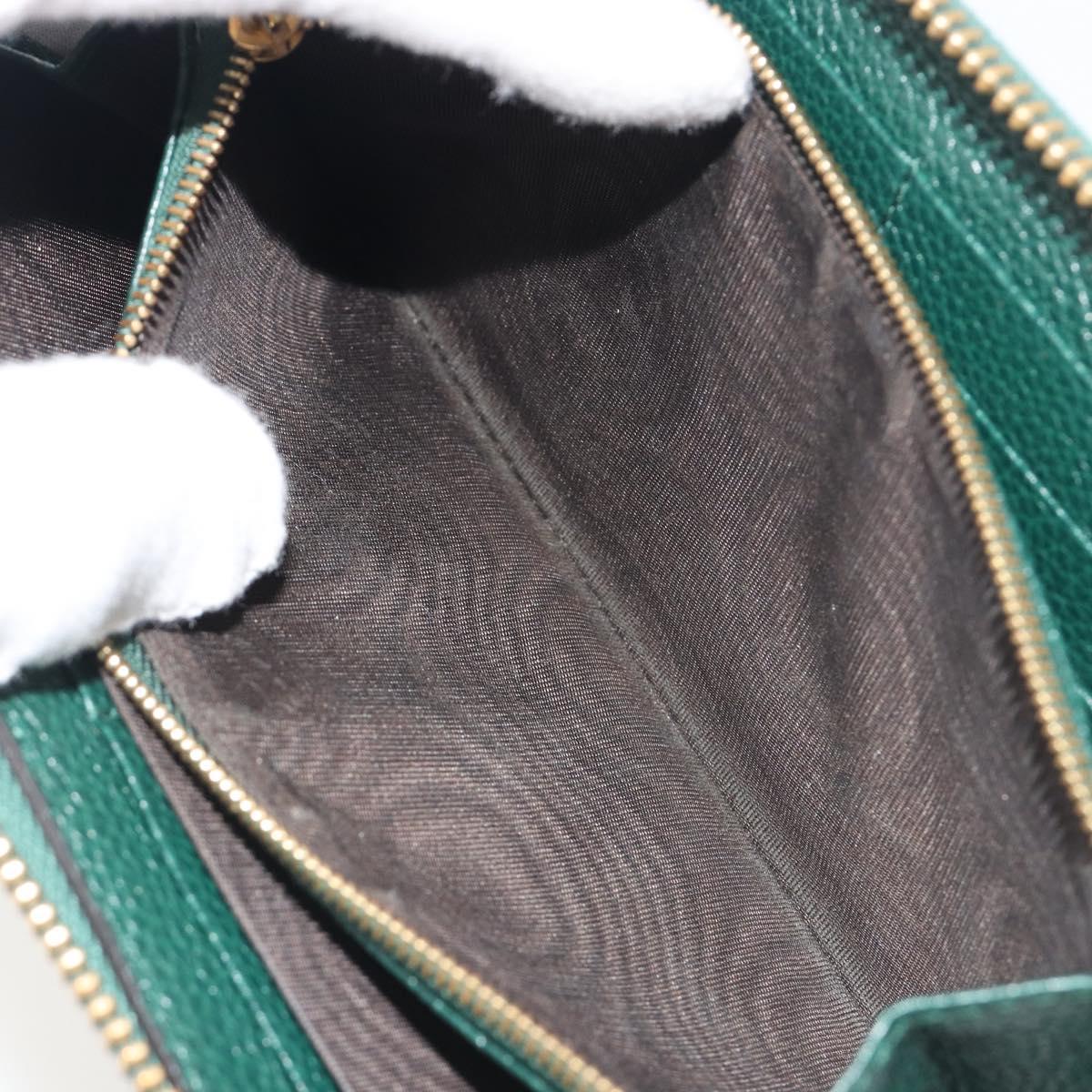 GUCCI Zumi Long Wallet Leather Green Gold 570661 Auth 198799A
