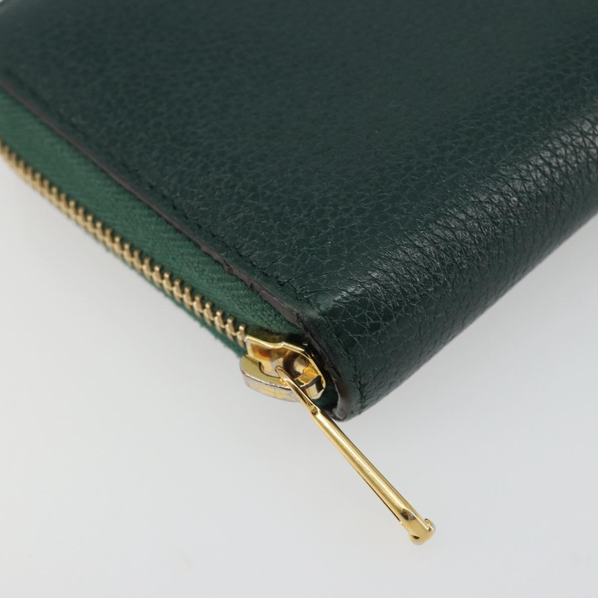 GUCCI Zumi Long Wallet Leather Green Gold 570661 Auth 198799A