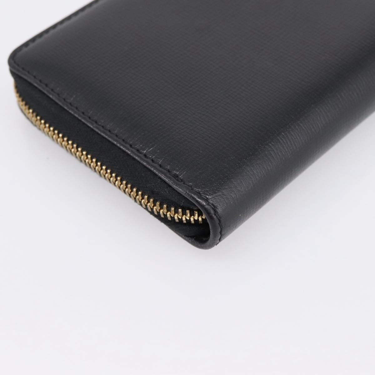 GUCCI Interlocking G Long Wallet Leather Black Gold Auth 198800V