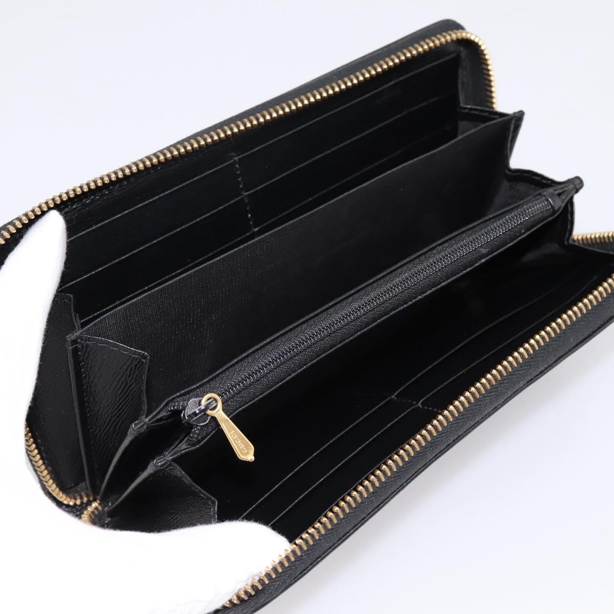 GUCCI Interlocking G Long Wallet Leather Black Gold Auth 198800V