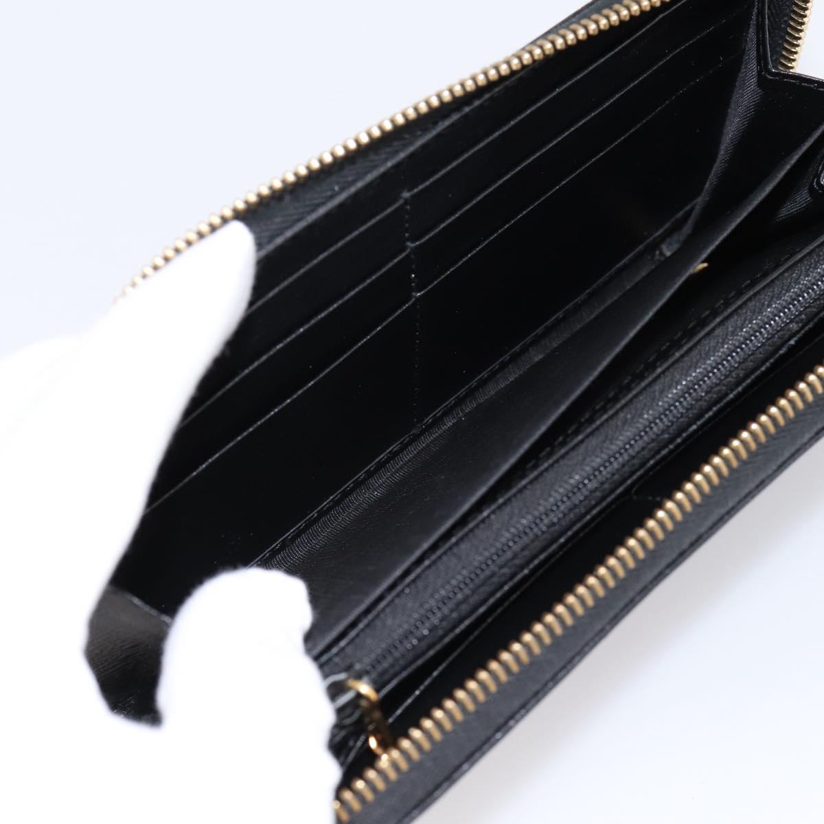 GUCCI Interlocking G Long Wallet Leather Black Gold Auth 198800V