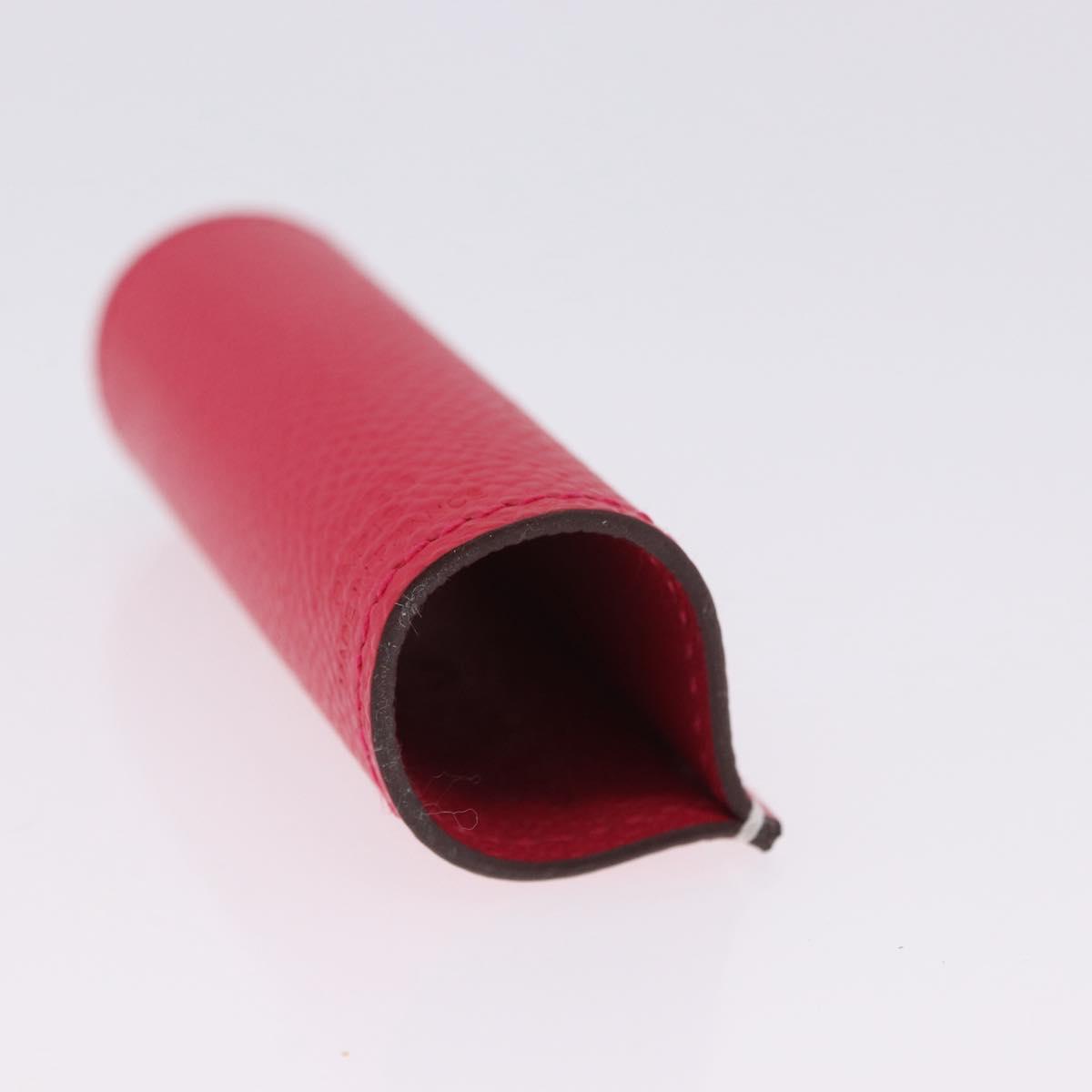 HERMES Lip Case Leather Pink Auth 198806M