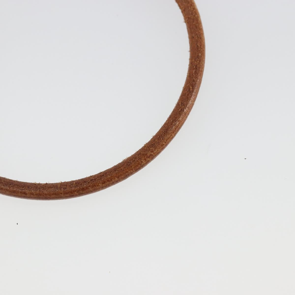 HERMES jumbo Bracelet Leather Metal Brown Silver Auth 198807A