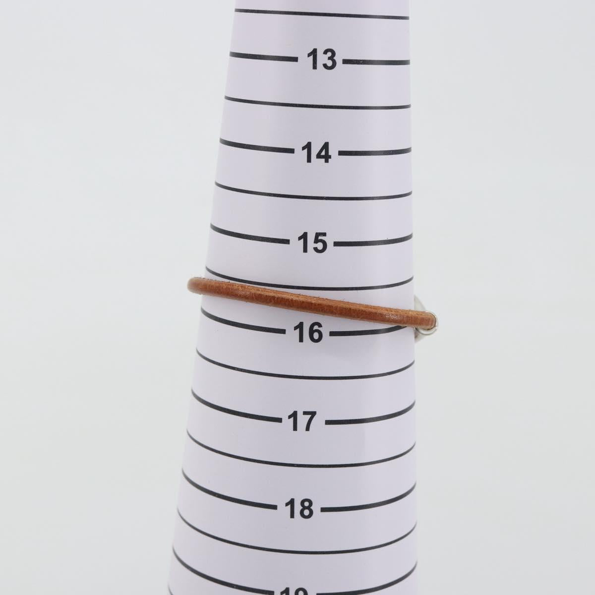 HERMES jumbo Bracelet Leather Metal Brown Silver Auth 198807A
