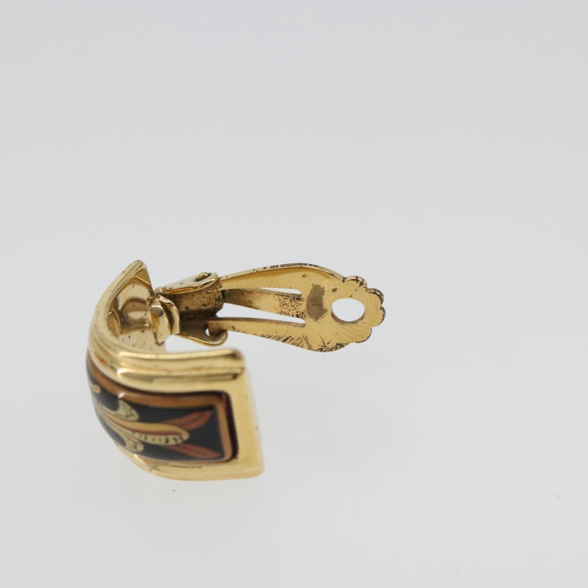 HERMES Earring Metal Gold Tone Auth 198808V