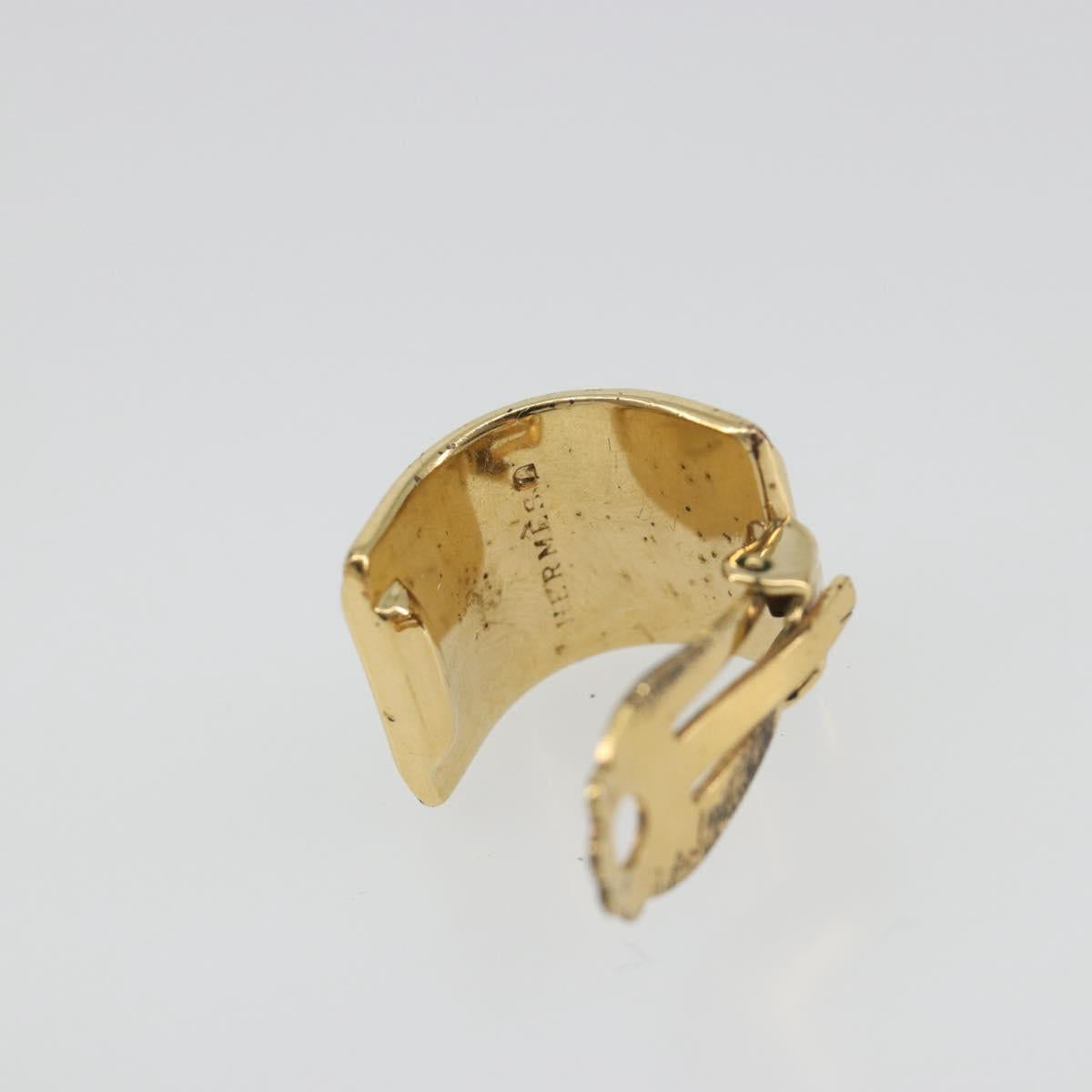 HERMES Earring Metal Gold Tone Auth 198808V
